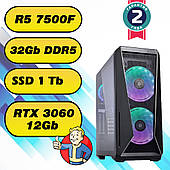 Ігровий комп'ютер/ПК AMD Ryzen 5 7500F (6 x 5.0 GHz) / 32 Gb DDR 5 / SSD 1Tb / RTX 3060 12Gb