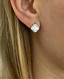 Срібні сережки конюшина перламутр ( д.13), фото 5