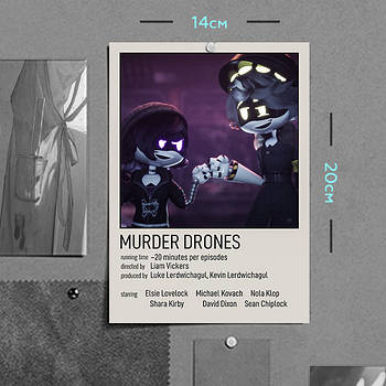 "Узі Дверенко і Ен (Дрони-вбивці / Murder Drones)" плакат (постер) розміром А5 (14х20см)