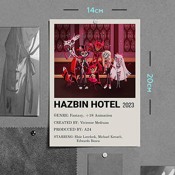 "Готель Газбін / Hazbin hotel" плакат (постер) розміром А5 (14х20см)