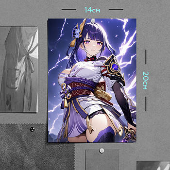 "Сьогун Еі Райден (Геншин / Genshin)" плакат (постер) розміром А5 (14х20см)