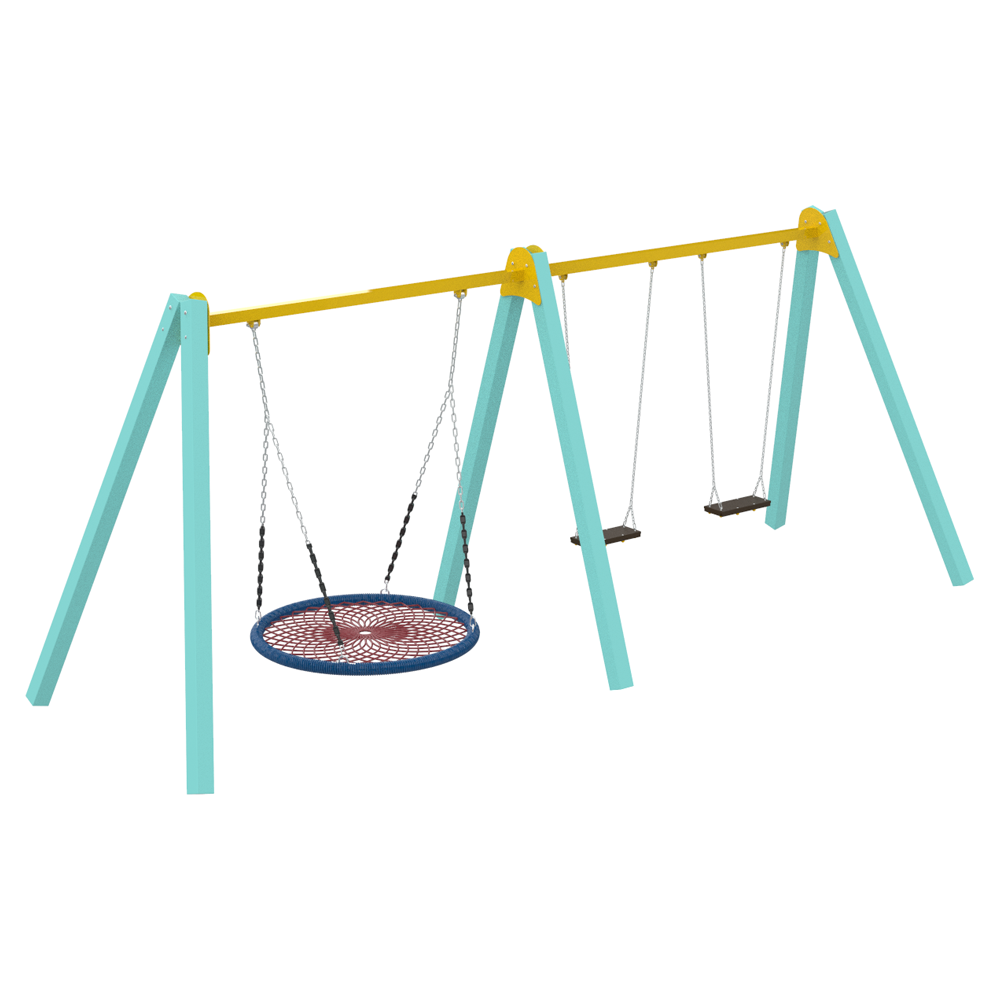Дитяча вулична гойдалка Triple Fun Woodl з сидінням Лелеки і комплектом сидінь Adult