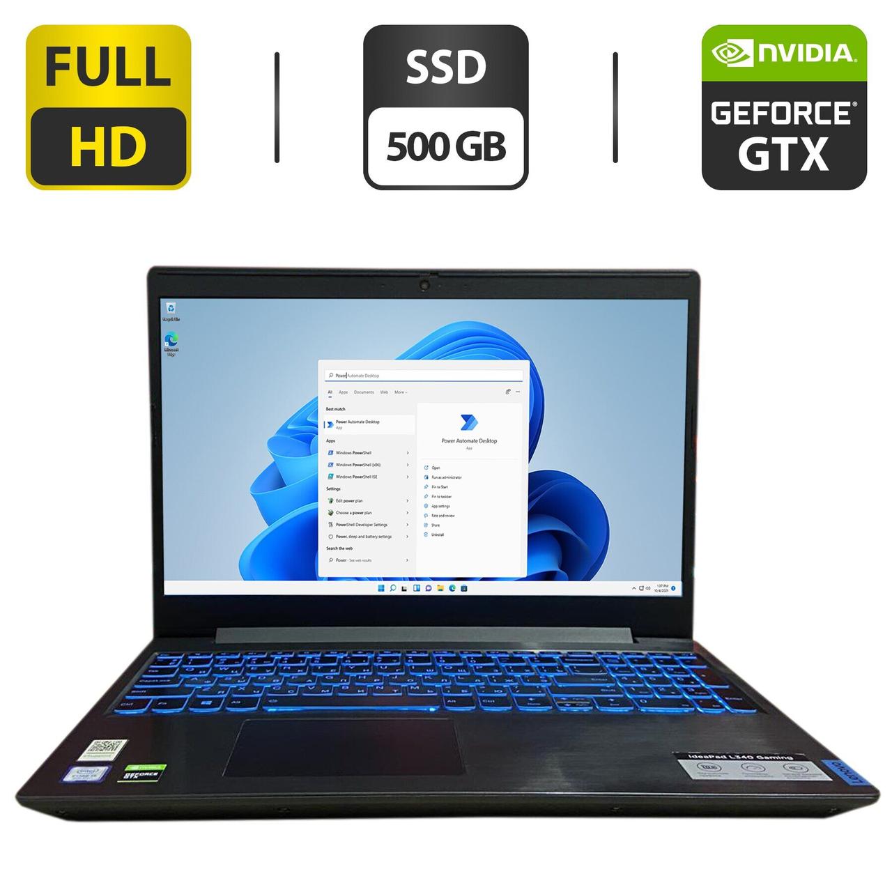 Ігровий ноутбук Б-клас Lenovo IdeaPad L340/ 15.6" 1920x1080/ i5-9300H/ 8GB RAM/ 500GB SSD/ GTX 1050 2GB