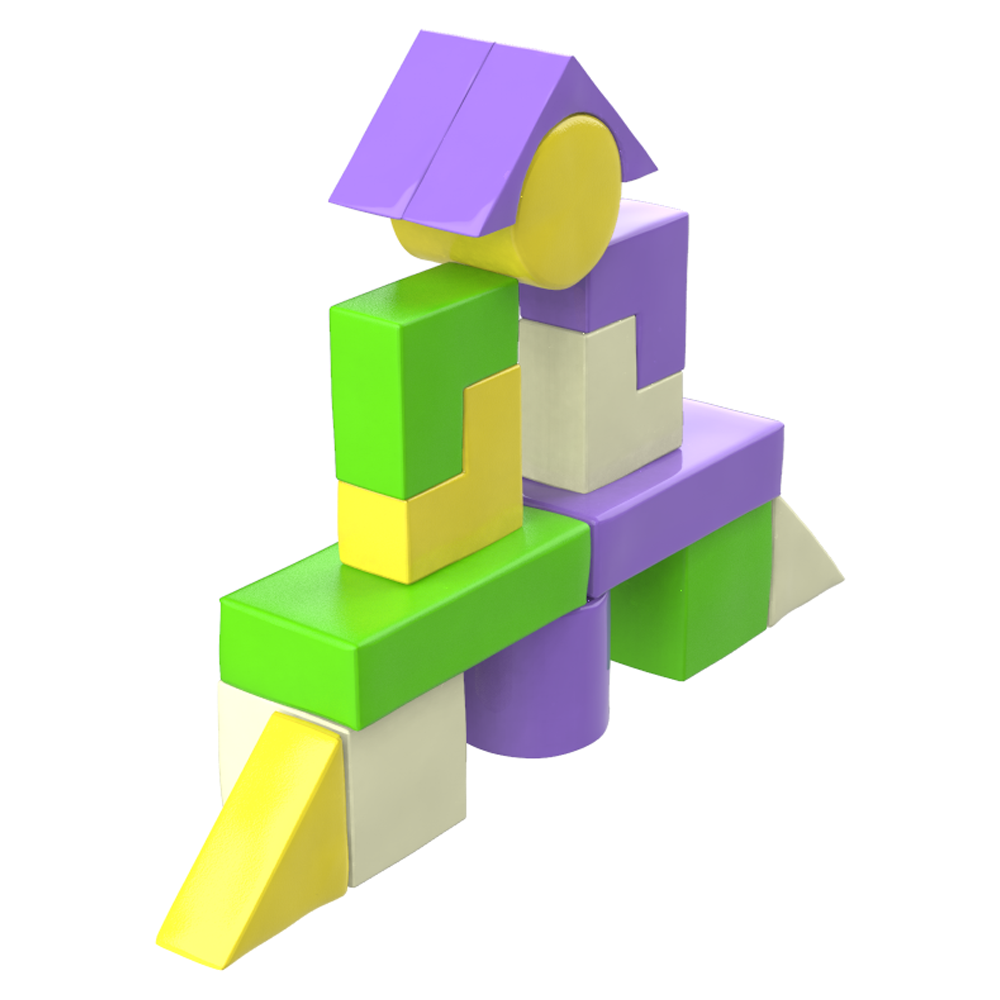 Дитячий конструктор ігровий модульний Будівельник-6 різнокольоровий з екошкіри Premium, фото 1