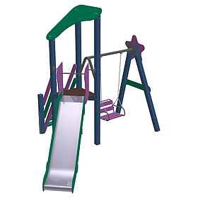 Дитячий вуличний ігровий комплекс Alien з металевою горкою 90см і гойдалкою