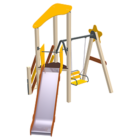 Ігровий дитячий вуличний комплекс Alien з пластиковою горкою 120см і гойдалкою