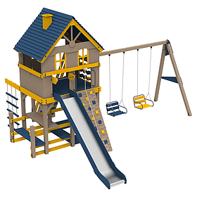 Дитячий вуличний ігровий комплекс Rancho з металевою горкою 180см і гойдалками