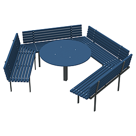 Вулична лавка зі столиком та спинками для саду або в парк