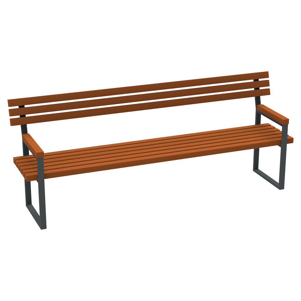 Вулична лавка Класік з поручнями та зі спинкою для саду або в парк, фото 1