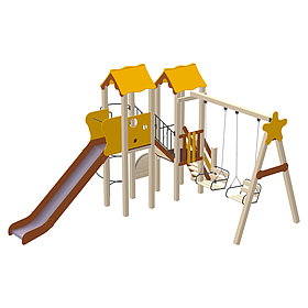 Ігровий дитячий вуличний комплекс Авалон з металевою горкою 90см лазами і гойдалками