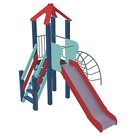 Дитячий ігровий вуличний комплекс Бешкетник з пластиковою горкою 90см і лазами