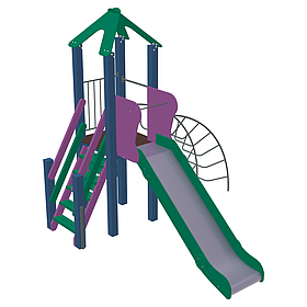 Дитячий ігровий вуличний комплекс Бешкетник з металевою горкою 150см і лазом