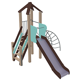 Ігровий дитячий вуличний комплекс Бешкетник з металевою горкою 90см і лазами