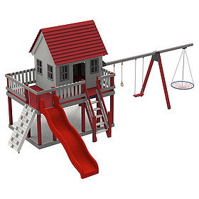 Дитячий вуличний комплекс Будиночок Принцеси з металевою горкою 150см