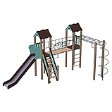 Дитячий вуличний комплекс Вагончик з пластиковою горкою 90см і рукоходом, фото 5