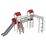 Дитячий вуличний комплекс Вагончик з пластиковою горкою 90см і рукоходом, фото 6