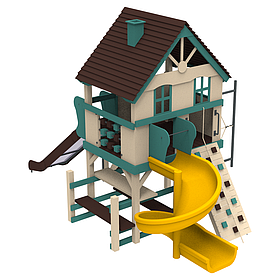 Дитячий дерев'яний ігровий комплекс Вілла з пластиковою горкою 150см вуличний на дачу