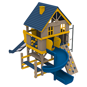 Дитячий дерев'яний ігровий комплекс Вілла з металевою горкою 150см вуличний на дачу