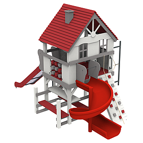 Дитячий дерев'яний вуличний комплекс Вілла з гвинтовим спуском 150см на дачу