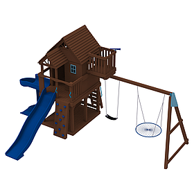 Ігровий дитячий вуличний комплекс Космос з гвинтовим спуском 150см і гойдалками