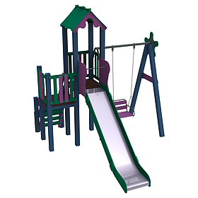 Вуличний дитячий ігровий комплекс Свято з металевою горкою 150см і гойдалкою