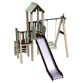 Дитячий вуличний комплекс Свято з металевою горкою 120см і гойдалкою на ланцюгах