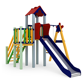 Вуличний дитячий комплекс Свято з металевою горкою 90см і гойдалкою