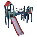 Дитячий вуличний ігровий комплекс Сонечко з арочним містком і з металевою горкою 180см, фото 2