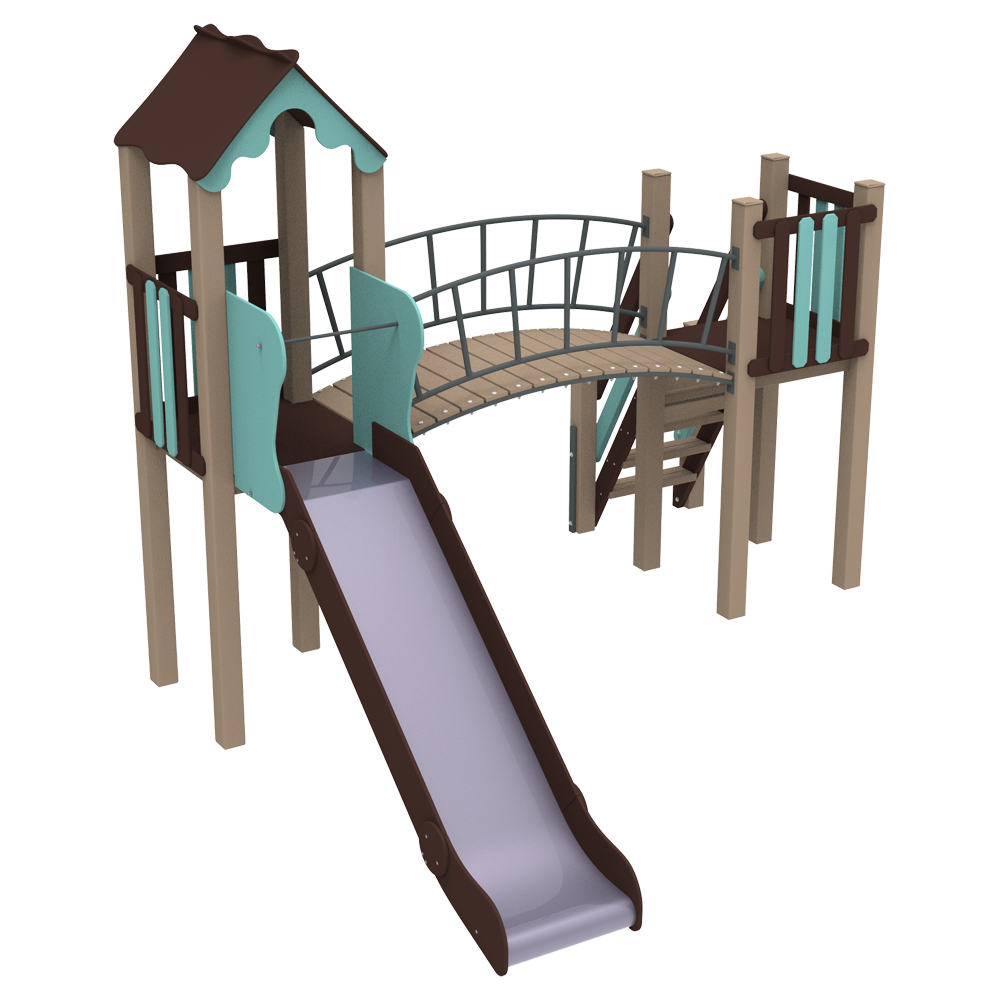 Дитячий вуличний ігровий комплекс Сонечко з арочним містком і з металевою горкою 180см, фото 1