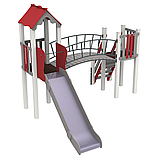 Дитячий вуличний ігровий комплекс Сонечко з арочним містком і з металевою горкою 180см, фото 6