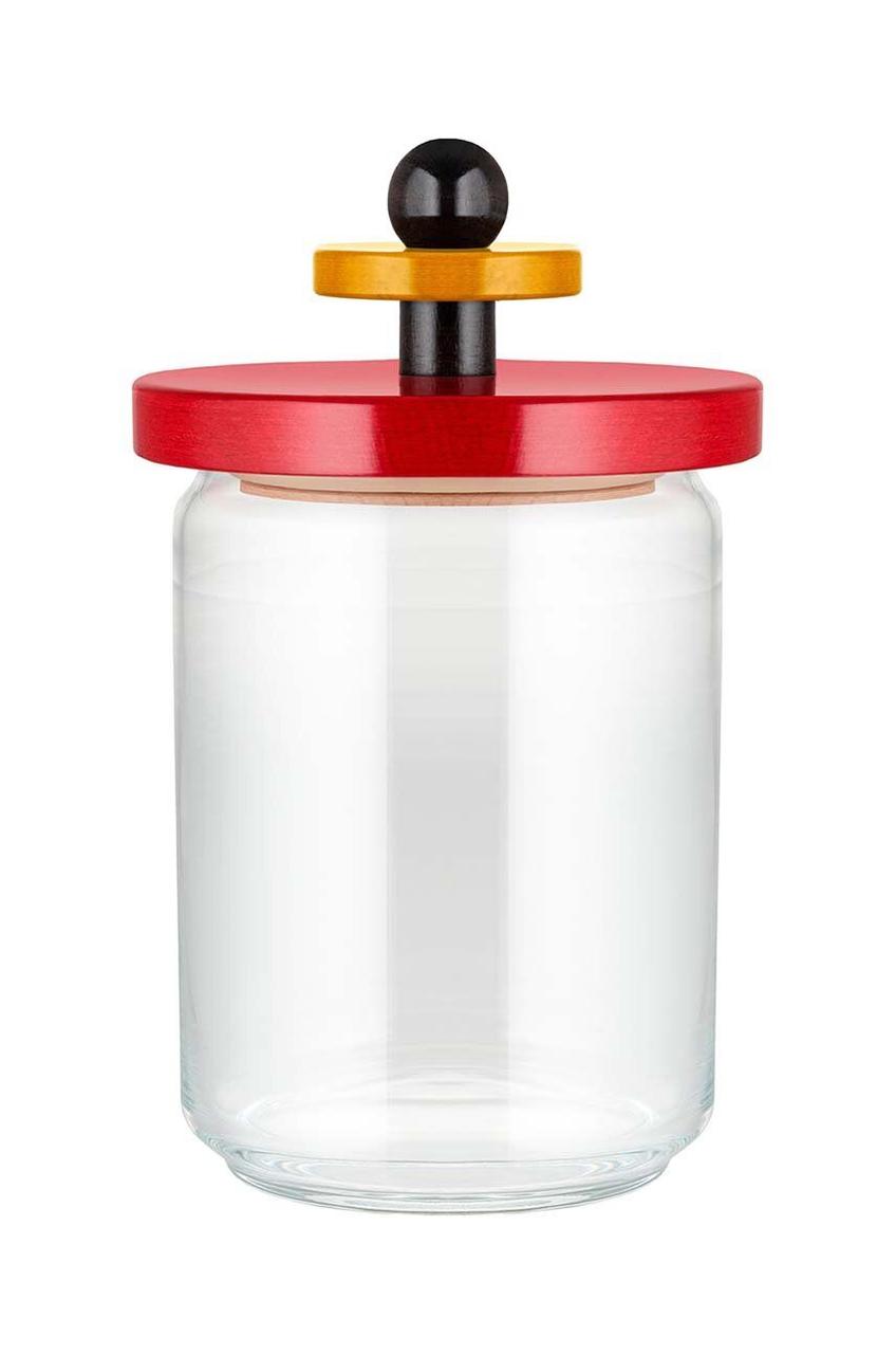 Банка для зберігання Alessi із скла 1 л з червоною кришкою з дерева
