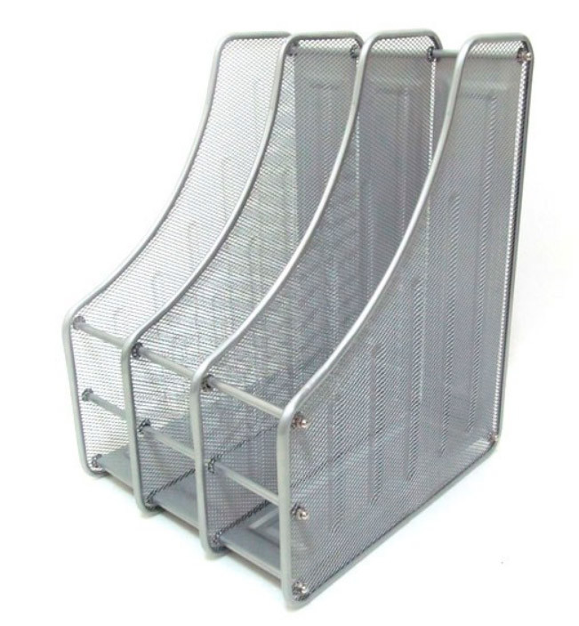 Лоток для паперу вертикальний Метал Сітка 3 відд. 307-С_Срібло, фото 1