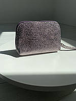 Фіолетова шкіряна косметичка Woman's heel із щільною текстурою та блискавкою (В-480-2)