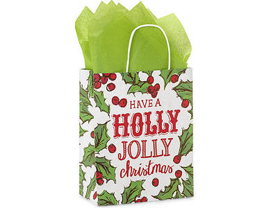 Пакет крафт подарунковий новорічний "Holly Jolly Christmas" 205x260x125 мм