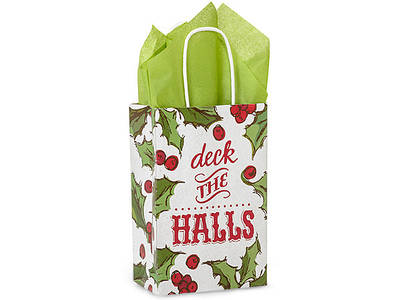 Пакет крафт подарунковий новорічний "Deck the Halls", 140x220x80 мм