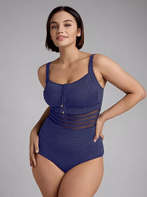 7Купальник 2025 в горошек FUBA 25103 Бренда синий(В НАЛИЧИИ ТОЛЬКО 54 56 58 60 62 УКР р-ры), фото 1