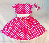 Сукня в ретро стилі для дівчинки Стиляги Малинове 116-134 р. Нарядне плаття для дівчинки в горох, фото 5