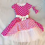 Сукня в ретро стилі для дівчинки Стиляги Малинове 116-134 р. Нарядне плаття для дівчинки в горох, фото 4