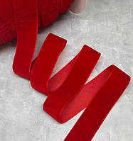 Велюр стрічка 2,5 см, колір- червоний, арт 015142, 1 метр, Червоний