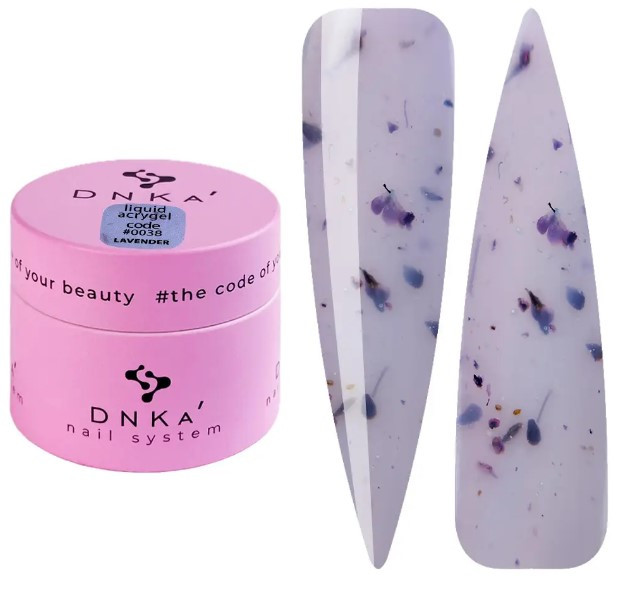 Рідкий гель DNKa Liquid Acrygel #0038 Lavander пастельний ліловий із сухоцвітами 15 мл