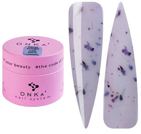 Рідкий гель DNKa Liquid Acrygel #0038 Lavander пастельний ліловий із сухоцвітами 15 мл, фото 1