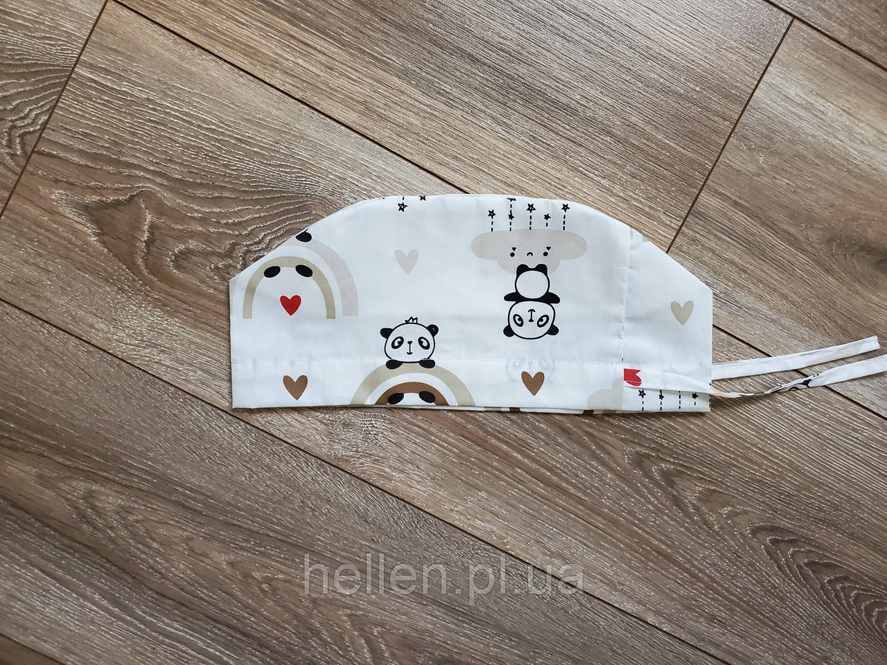 Принтована медична шапочка "Панди на веселці"