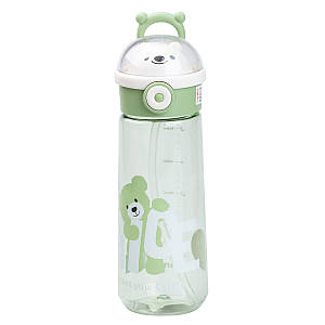 Пляшка для води з трубочкою Nice 620 мл з кришкою фліп топ з фіксатором Зелена