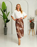 Спідниця міді на резинці леопард коричнева, фото 3