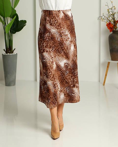 Спідниця міді на резинці леопард коричнева, фото 1