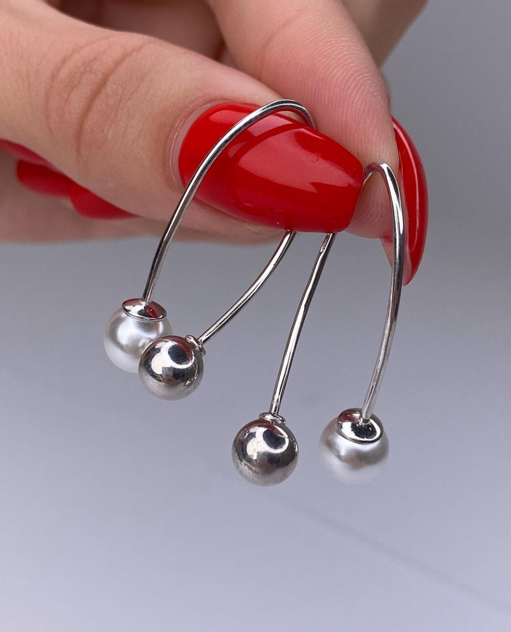 Срібні сережки з натур. перлами 1010, фото 1