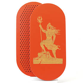 Дошка садху з мідними цвяхами для йоги  крок 10 мм з гравіювання "Шива воїн", червона одна в одну овальна