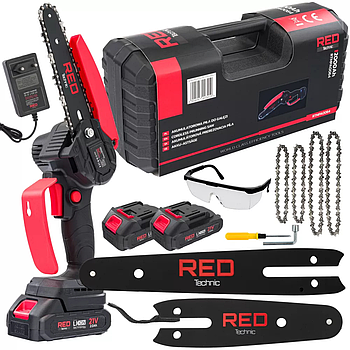Пила на акумуляторі 2000мАч, 21В, 4"+ 6" Red Technic RTMPA0064 пила для обрізання гілок