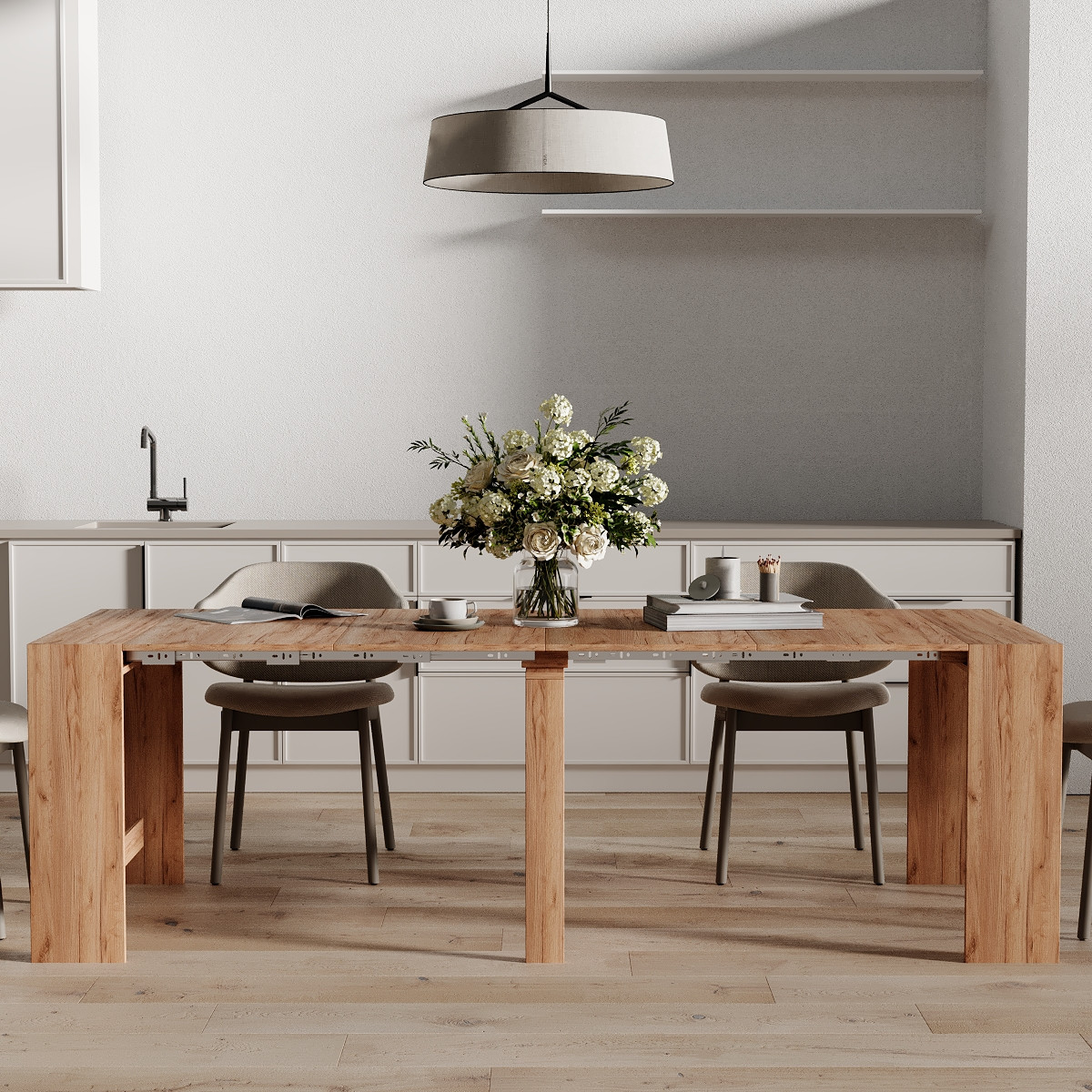 Стіл-трансформер Python, Пітон — розкладний обідній стіл Дуб Крафт золотий, фото 1