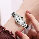 Жіночий прямокутний класичний наручний годинник Skmei 1400SI Silver срібло з металевим браслетом, фото 3